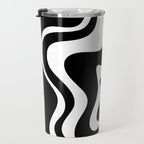 Liquid Swirl Abstract Pattern in Black and White Travel Mug Gallery Image 3