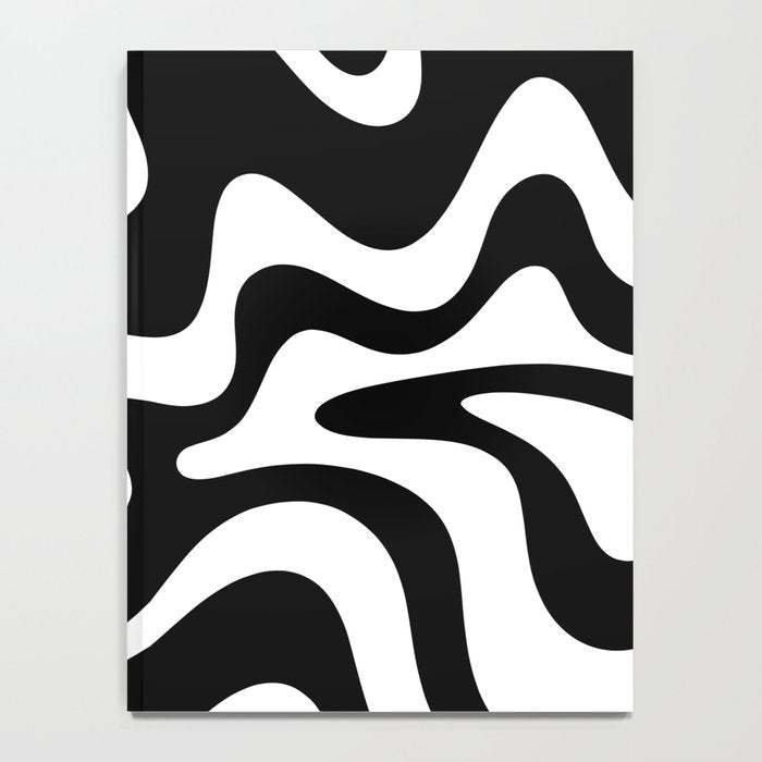 Liquid Swirl Abstract Pattern in Black and White Notebook Gallery Image 4