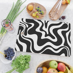 Liquid Swirl Abstract Pattern in Black and White Cutting Board Gallery Image 2