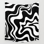 Liquid Swirl Abstract Pattern in Black and White Wall Tapestry Gallery Image 4