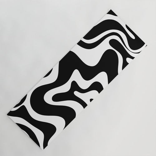 Liquid Swirl Abstract Pattern In Black And White Yoga Mat Gallery Image 1