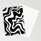 Liquid Swirl Abstract Pattern in Black and White Stationery Card Gallery Image 2