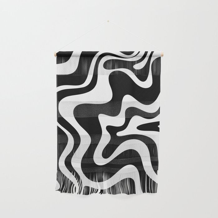 Liquid Swirl Abstract Pattern in Black and White Wall Hanging Gallery Image 1