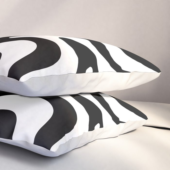Liquid Swirl Abstract Pattern in Black and White Pillow Sham Gallery Image 3