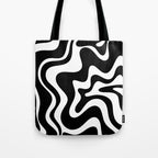 Liquid Swirl Abstract Pattern in Black and White Tote Bag Gallery Image 1