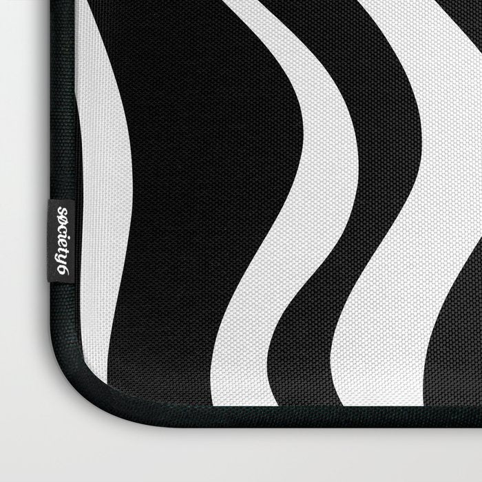 Liquid Swirl Abstract Pattern in Black and White Laptop Sleeve Gallery Image 3