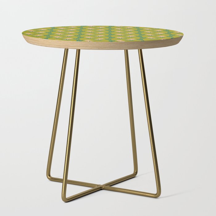 Pink Daisy Pattern - Green Side Table Gallery Image 1