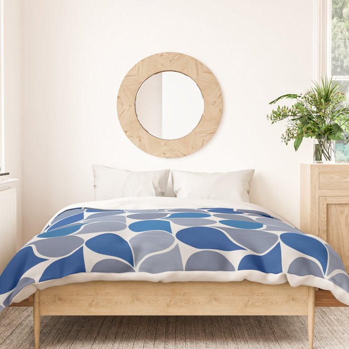 Blue and Gray Geometric Raindrop Pattern Duvet Cover Gallery Image 3