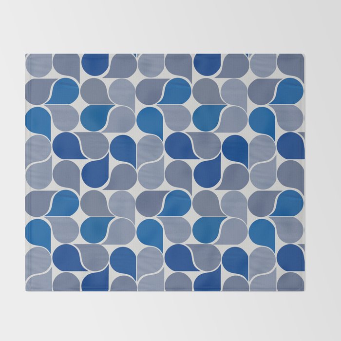 Blue and Gray Geometric Raindrop Pattern Throw Blanket Gallery Image 2