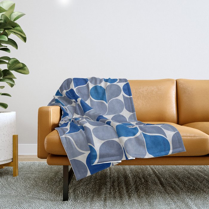 Blue and Gray Geometric Raindrop Pattern Throw Blanket Gallery Image 1