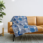 Blue and Gray Geometric Raindrop Pattern Throw Blanket Gallery Image 1