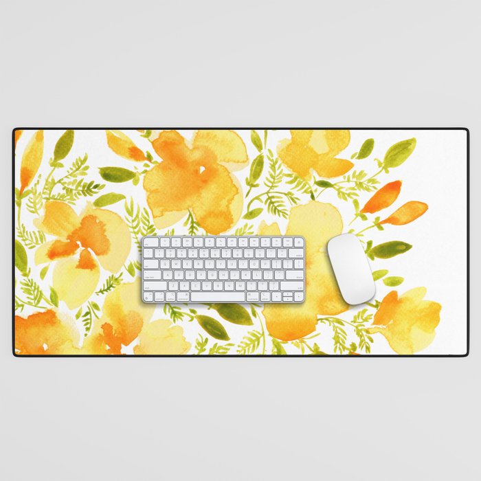 Watercolor California poppies (Quad set, #1) Desk Mat Gallery Image 1
