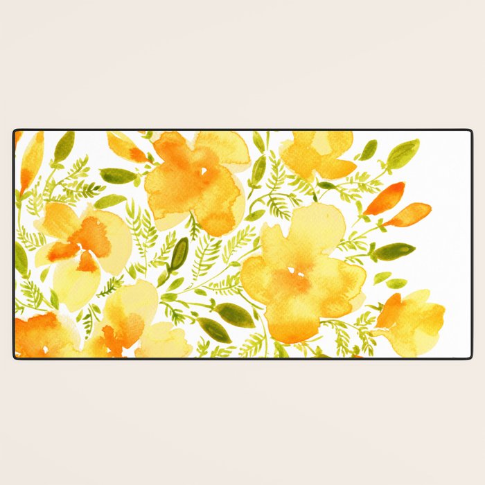 Watercolor California poppies (Quad set, #1) Desk Mat Gallery Image 3