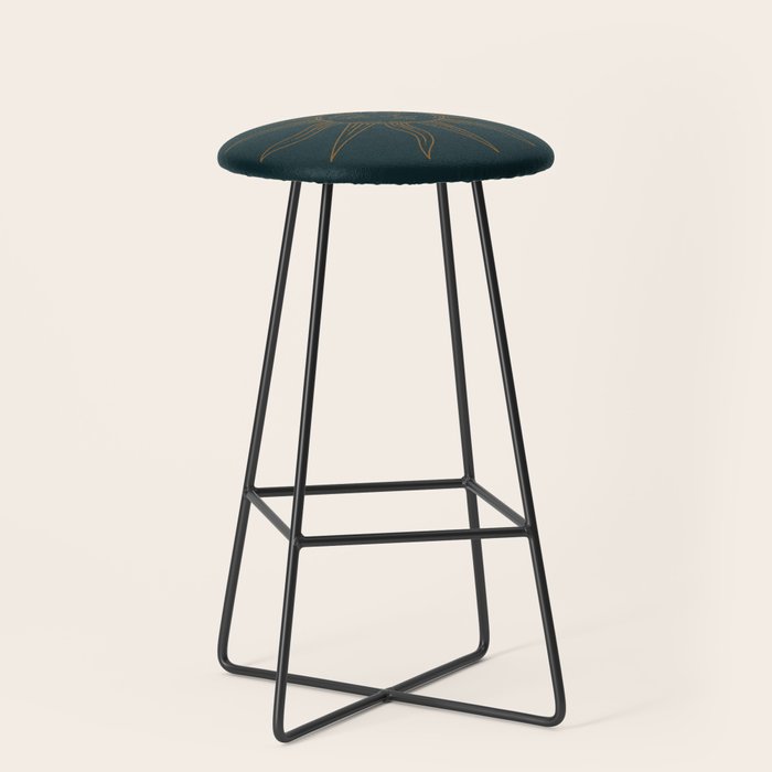 Boho Sun Drawing XXI Dark Teal Stool Gallery Image 1