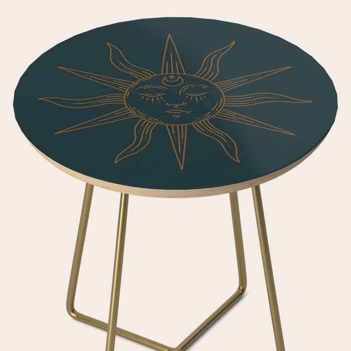 Boho Sun Drawing XXI Dark Teal Side Table Gallery Image 2