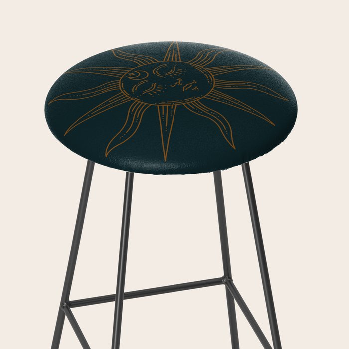 Boho Sun Drawing XXI Dark Teal Stool Gallery Image 2