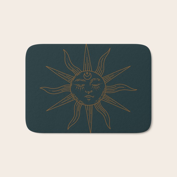 Boho Sun Drawing XXI Dark Teal Bath Mat Gallery Image 1