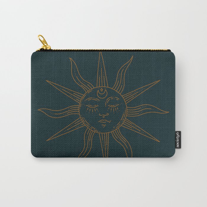 Boho Sun Drawing XXI Dark Teal Carry All Pouch Gallery Image 1