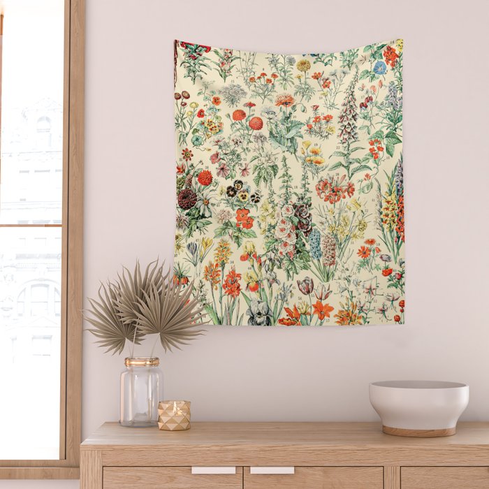 Wildflower Diagram // Fleurs II by Adolphe Millot XL 19th Century Science Textbook Artwork Wall Tapestry Gallery Image 2