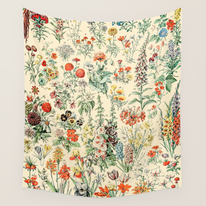 Wildflower Diagram // Fleurs II by Adolphe Millot XL 19th Century Science Textbook Artwork Wall Tapestry Gallery Image 4