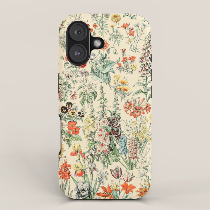 Wildflower Diagram // Fleurs II by Adolphe Millot XL 19th Century Science Textbook Artwork iPhone Case Gallery Image 1