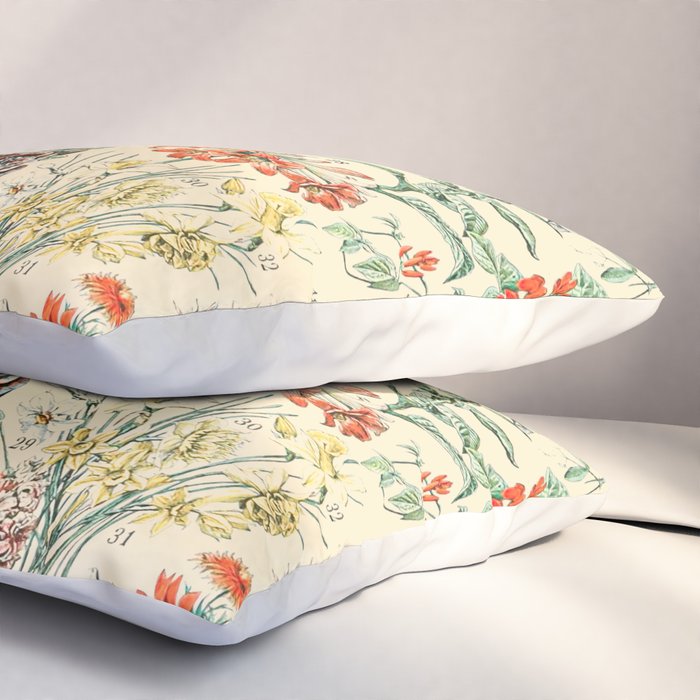 Wildflower Diagram // Fleurs II by Adolphe Millot XL 19th Century Science Textbook Artwork Pillow Sham Gallery Image 3