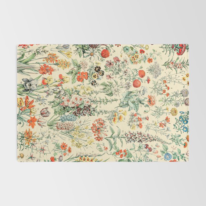 Wildflower Diagram // Fleurs II by Adolphe Millot XL 19th Century Science Textbook Artwork Rug Gallery Image 2