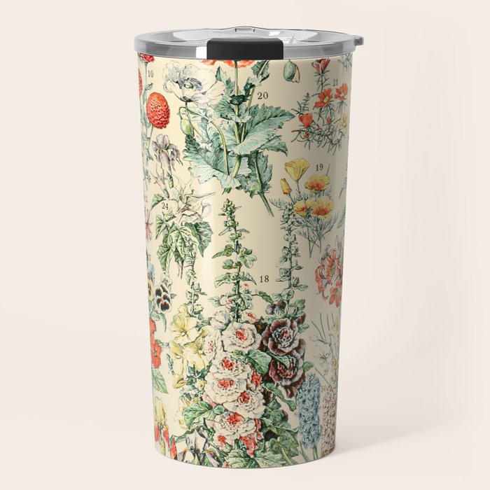 Wildflower Diagram // Fleurs II by Adolphe Millot XL 19th Century Science Textbook Artwork Travel Mug Gallery Image 1