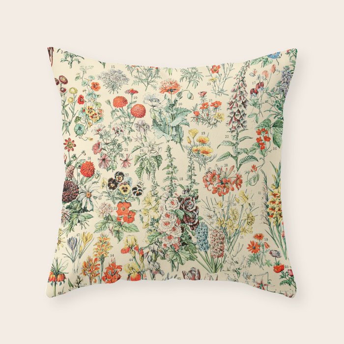 Wildflower Diagram // Fleurs II by Adolphe Millot XL 19th Century Science Textbook Artwork Throw Pillow Gallery Image 6