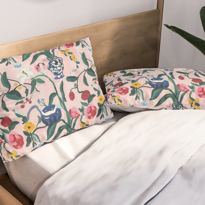 Floral Whimsy on Blush Pillow Sham Gallery Image 2