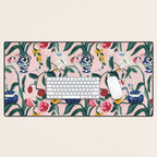 Floral Whimsy on Blush Desk Mat Gallery Image 1