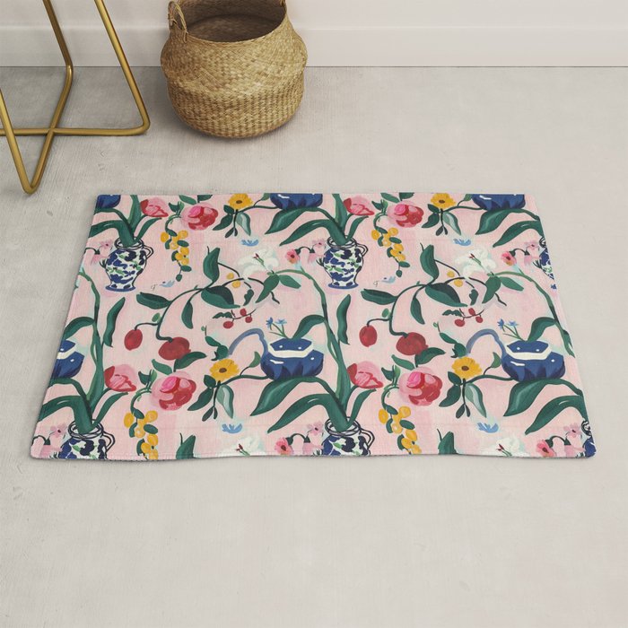 Floral Whimsy on Blush Rug Gallery Image 1