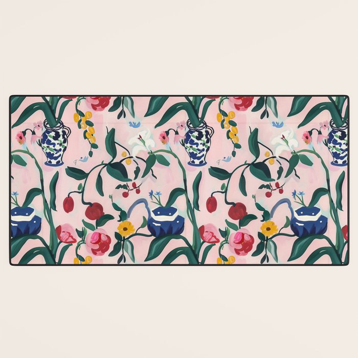 Floral Whimsy on Blush Desk Mat Gallery Image 3