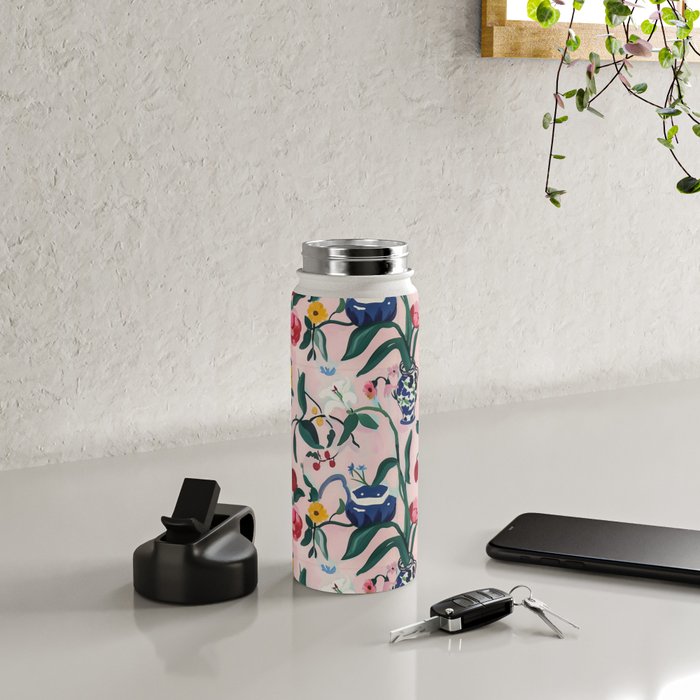 Floral Whimsy on Blush Water Bottle Gallery Image 4