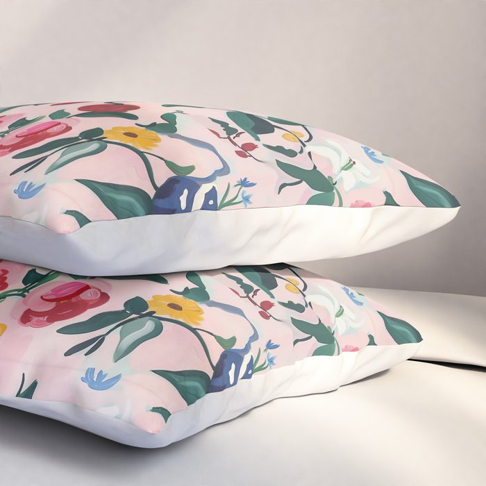 Floral Whimsy on Blush Pillow Sham Gallery Image 3
