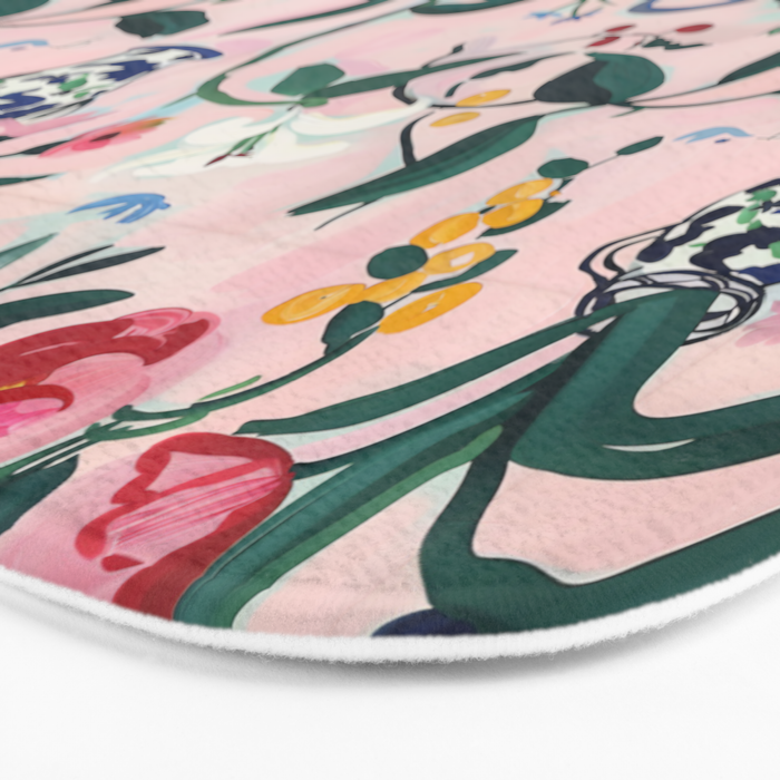 Floral Whimsy on Blush Bath Mat Gallery Image 3