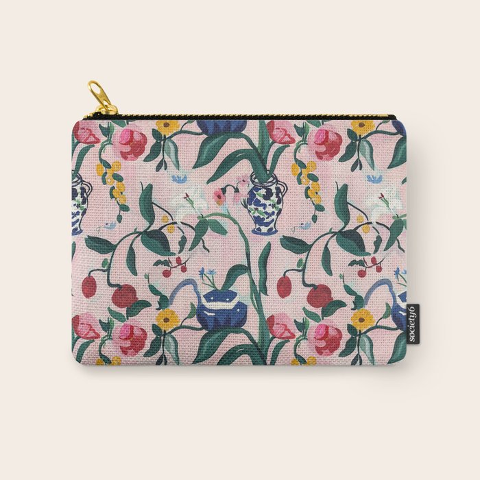 Floral Whimsy on Blush Carry All Pouch Gallery Image 1