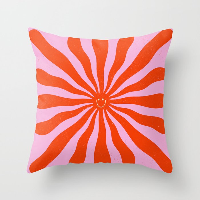Retro Sun Vintage 70s  Throw Pillow Gallery Image 6