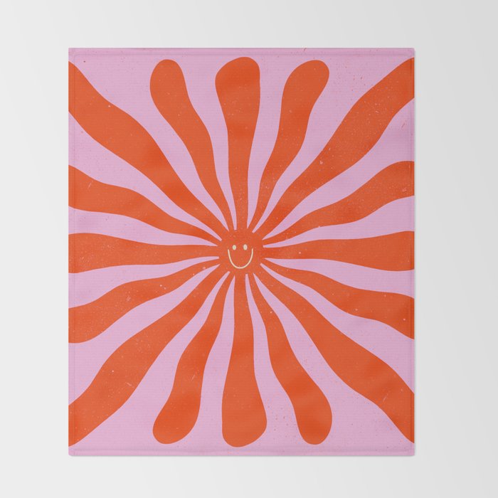 Retro Sun Vintage 70s  Throw Blanket Gallery Image 2