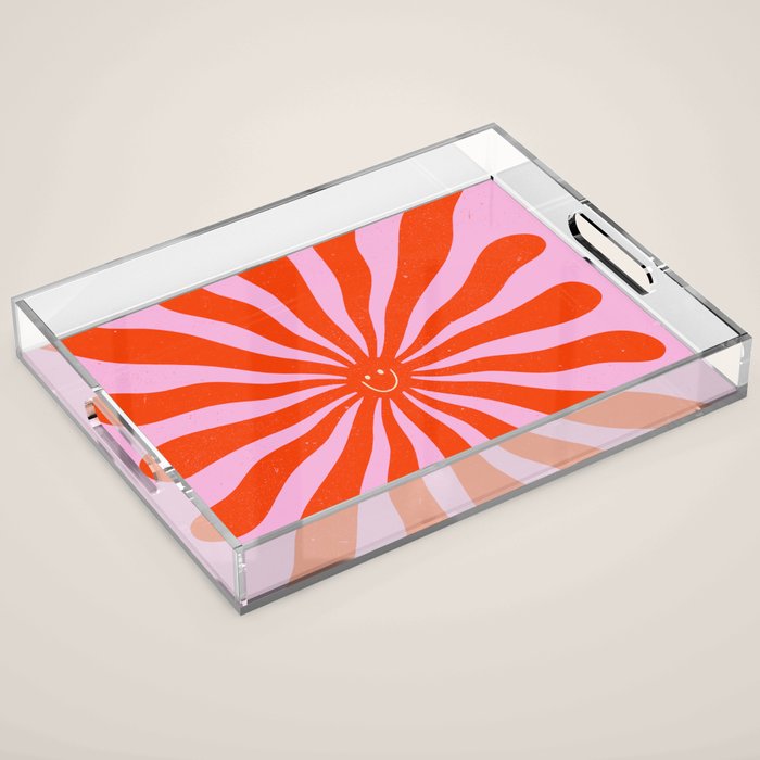 Retro Sun Vintage 70s  Acrylic Tray Gallery Image 1
