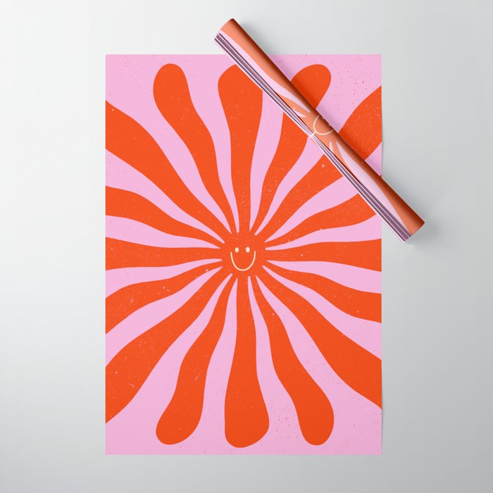 Retro Sun Vintage 70s  Wrapping Paper Gallery Image 1