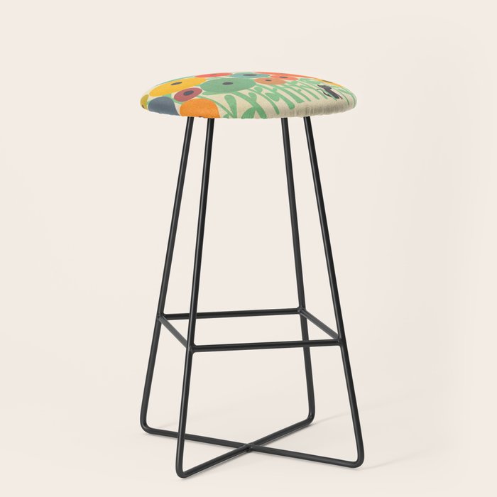 Cat in flower garden Stool Gallery Image 1
