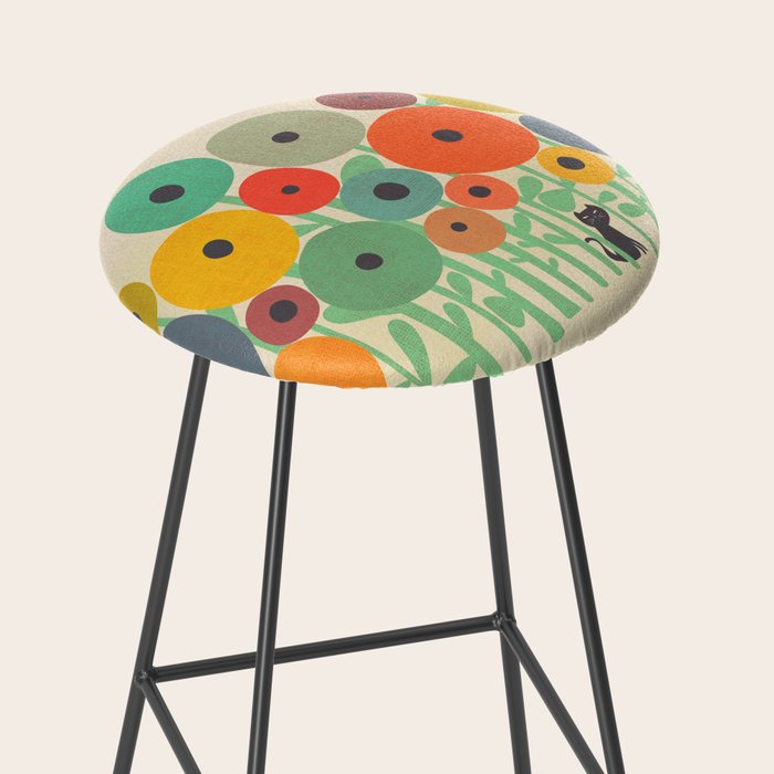 Cat in flower garden Stool Gallery Image 2