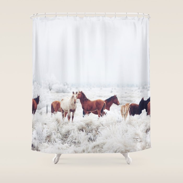 Winter Horseland Shower Curtain Gallery Image 1