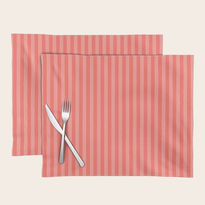 Coral Pink Thin Vertical Stripes Placemat Gallery Image 1