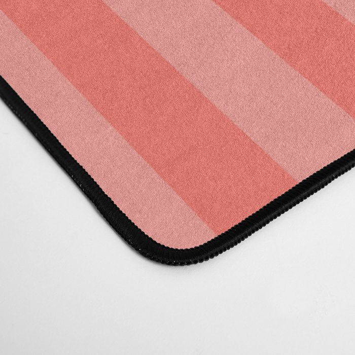 Coral Pink Thin Vertical Stripes Desk Mat Gallery Image 4