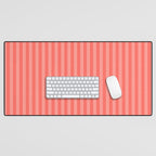 Coral Pink Thin Vertical Stripes Desk Mat Gallery Image 1