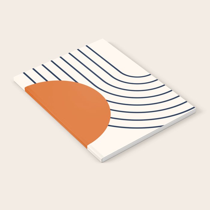 Geometric Lines in Navy Blue Orange 1 (Rainbow Abstraction) Notebook Gallery Image 2