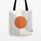 Geometric Lines in Navy Blue Orange 1 (Rainbow Abstraction) Tote Bag Gallery Image 1