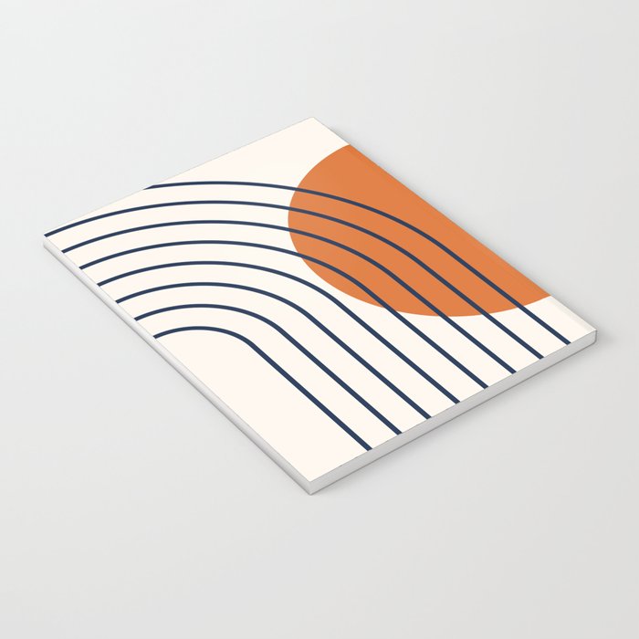 Geometric Lines in Navy Blue Orange 1 (Rainbow Abstraction) Notebook Gallery Image 3